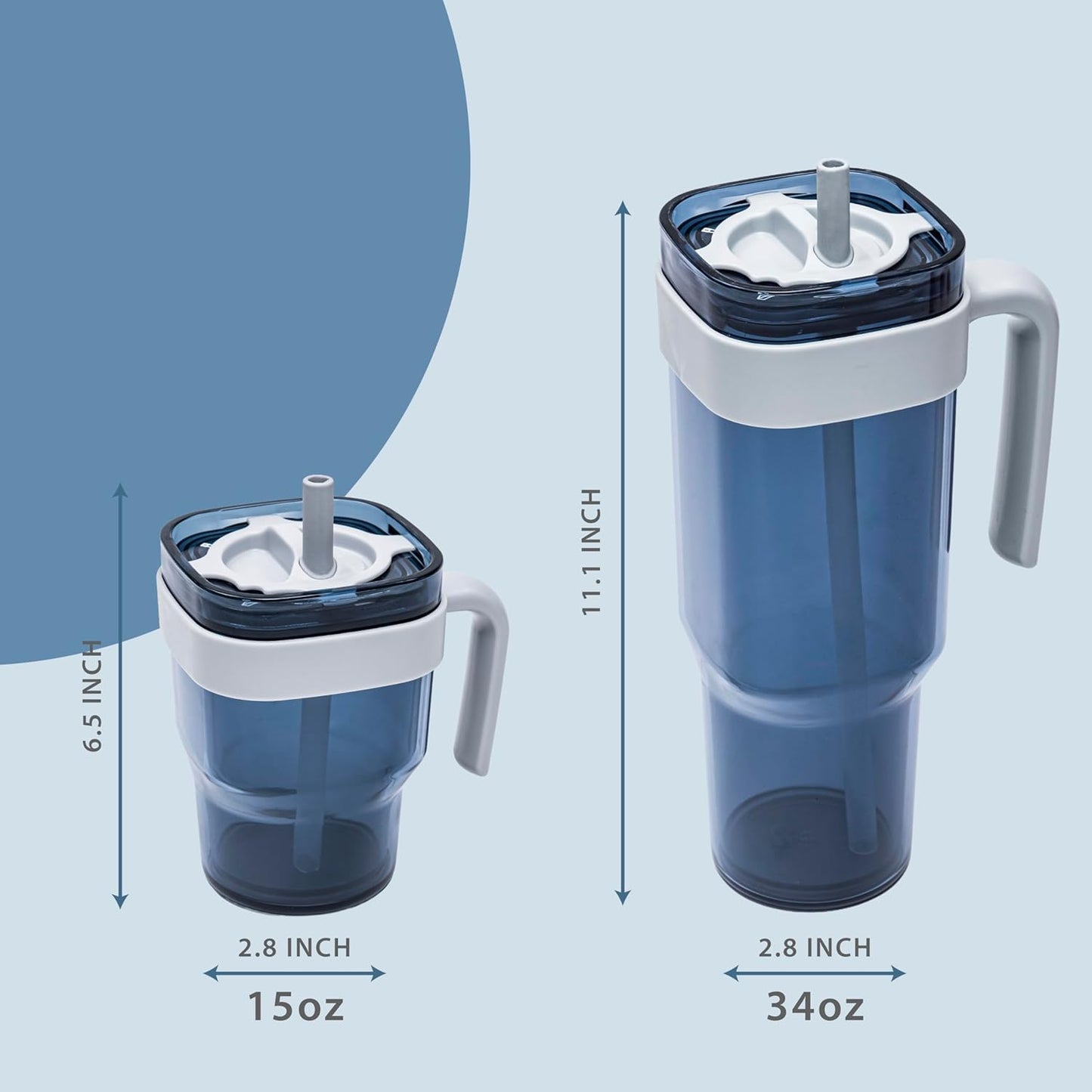 34oz Leakproof Straw Tumbler with Lid and Straw Double Wall Slim Coffee Cup Reusable BPA Free Plastic Travel Mug Integrated Handle Dishwasher Safe