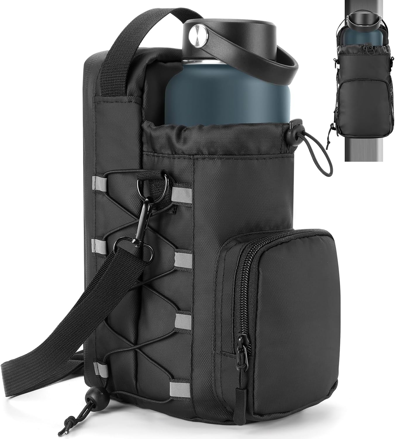 Magnetic Gym Bag Water Bottle Holder for Men and Women, Upgraded Magnetic Gym Bag, Water Bottle Holder With Strap (Black)