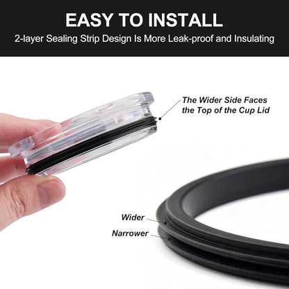 Rubber Seal for Yeti Magslider Lid 20oz 30oz,Silicone Gasket for Yeti Rambler Tumbler 20/30 oz,Leakproof Ring for Rambler Magslider,Rubber O-Ring Black 4pcs