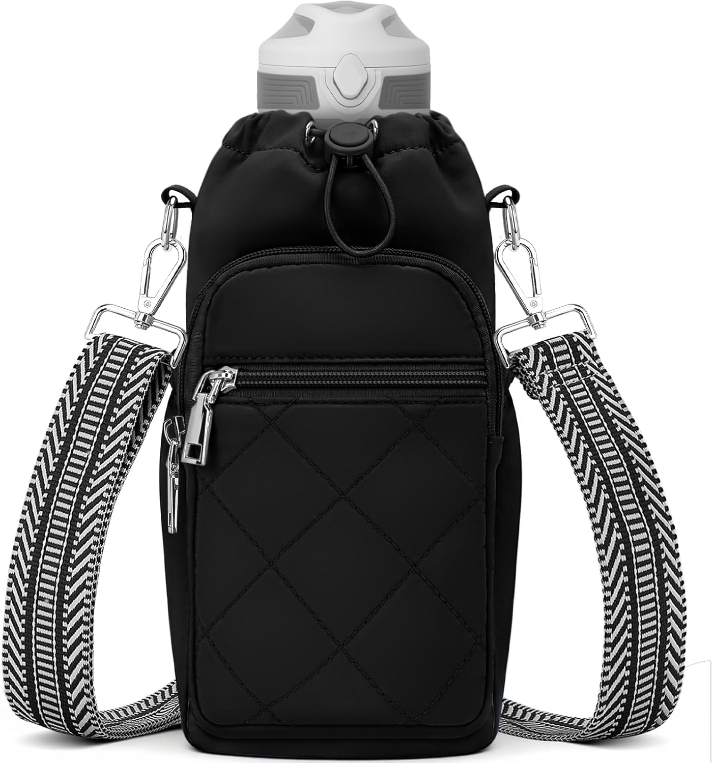 SYTRAH Water Bottle Carrier Bag with Strap, Water Bottle Purse with Phone Pocket 40oz for Walking Hiking