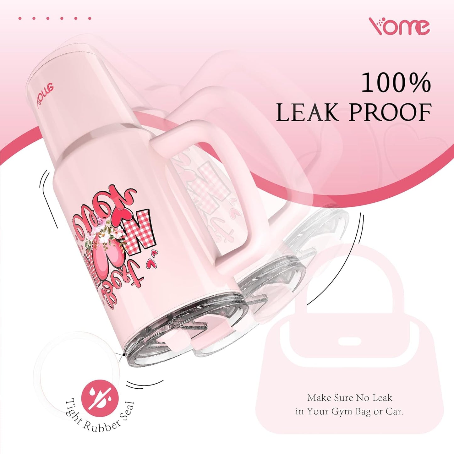 YOME 40oz Nurse Tumbler with Handle and Flip Straw | Stainless Steel Insulated Water Bottle | Keeps Drinks Cold | Dishwasher Safe | Cupholder Friendly | Gift Gym Travel Yoga