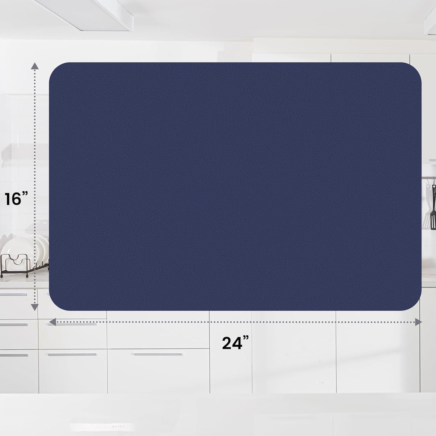 WISELIFE Dish Drying Mat Super Absorbent Drying Mat Large Dish Drying Mats for Kitchen Counter Easy Clean Dish Mat Kitchen Drying Mat15"x 18" Stylish Grey