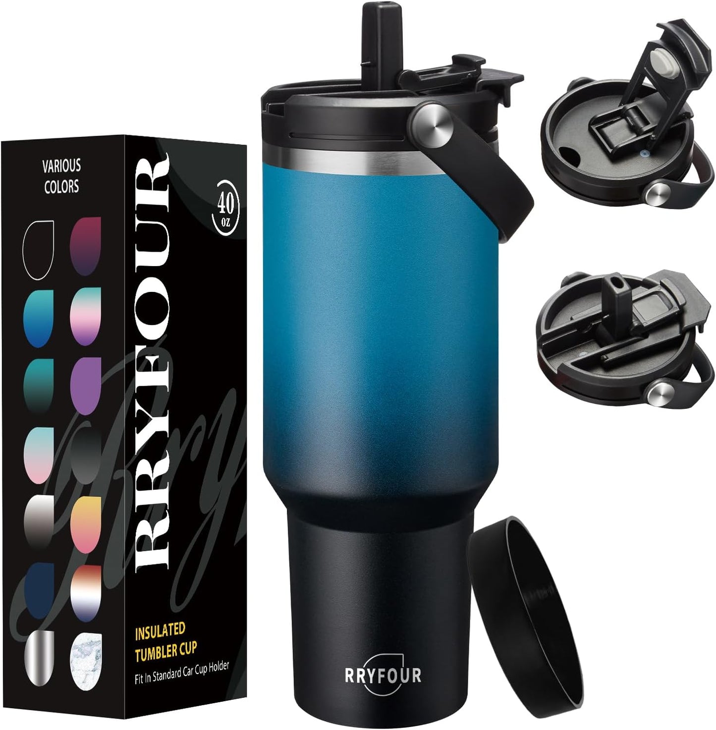 30 oz Tumbler with Handle and Straw - Keep Cold 36H & Hot 12H, Metal Coffee Cup with Lid (Straw & Flip Lid), 30oz Insulated Stainless Steel Thermal Mug, Leak-proof Travel Water Bottle
