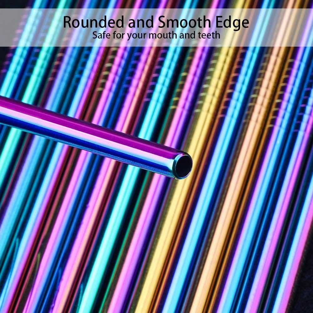 Tomorotec 8PCS 12" Stainless Steel Straws 4 Bent & 4 Straight Fit for 40oz Stanley Tumblers, Reusable Food-Grade Drinking Straws with Brush for Smoothies, Milkshakes, Iced Coffee, Dishwasher Safe