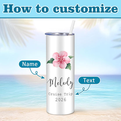 Girl Trip Gifts for Women, Personalized Girls Trip Tumblers with Name Text, Custom Beach Tumbler, Road Trips Vacation Cruise Cup with Lid and Straw, Bachelorette Party Girl Weekend Gift For Friend