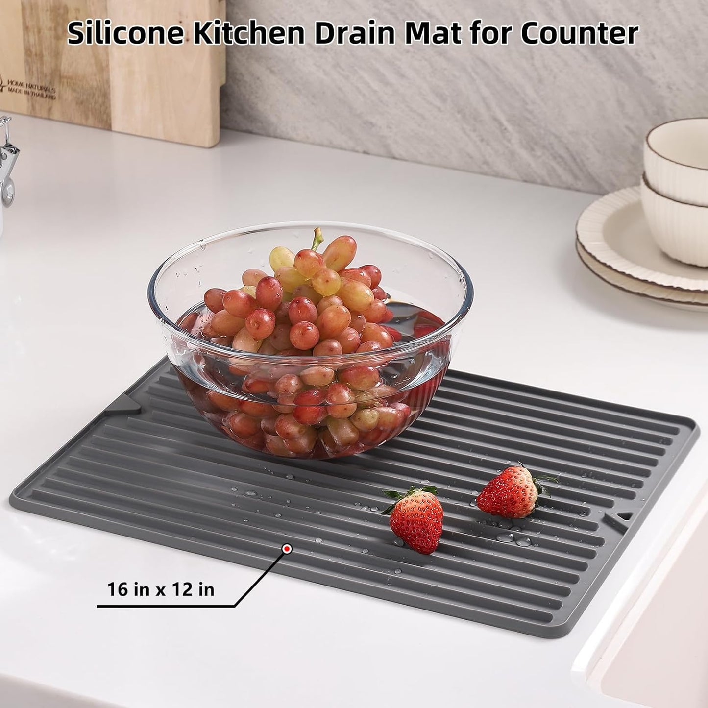Dish Drying Mat, Mini Silicone Drying Mat for Kitchen Counter, Heat Resistant Silicone Mat for Countertop Protector, Super Thick Non-Slip Dish Drying Pad for Coffee Cup/Bottle/Glassware