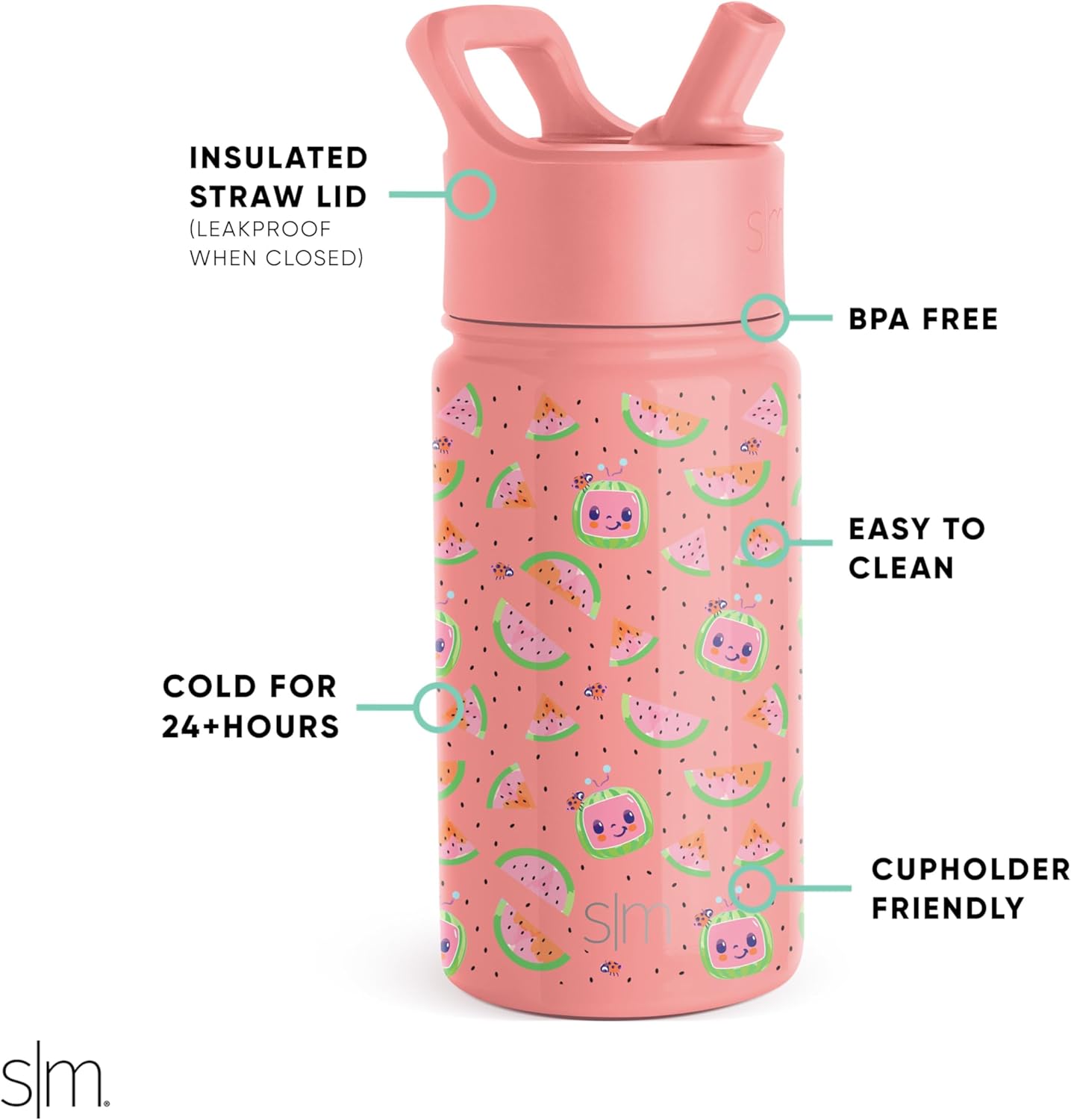 Simple Modern Kids Water Bottle with Straw Lid | 14oz Insulated Stainless Steel Kids Tumbler & Spill Proof Toddler Cup for School, Girls, Boys | Summit | Chloe Floral - Colors A