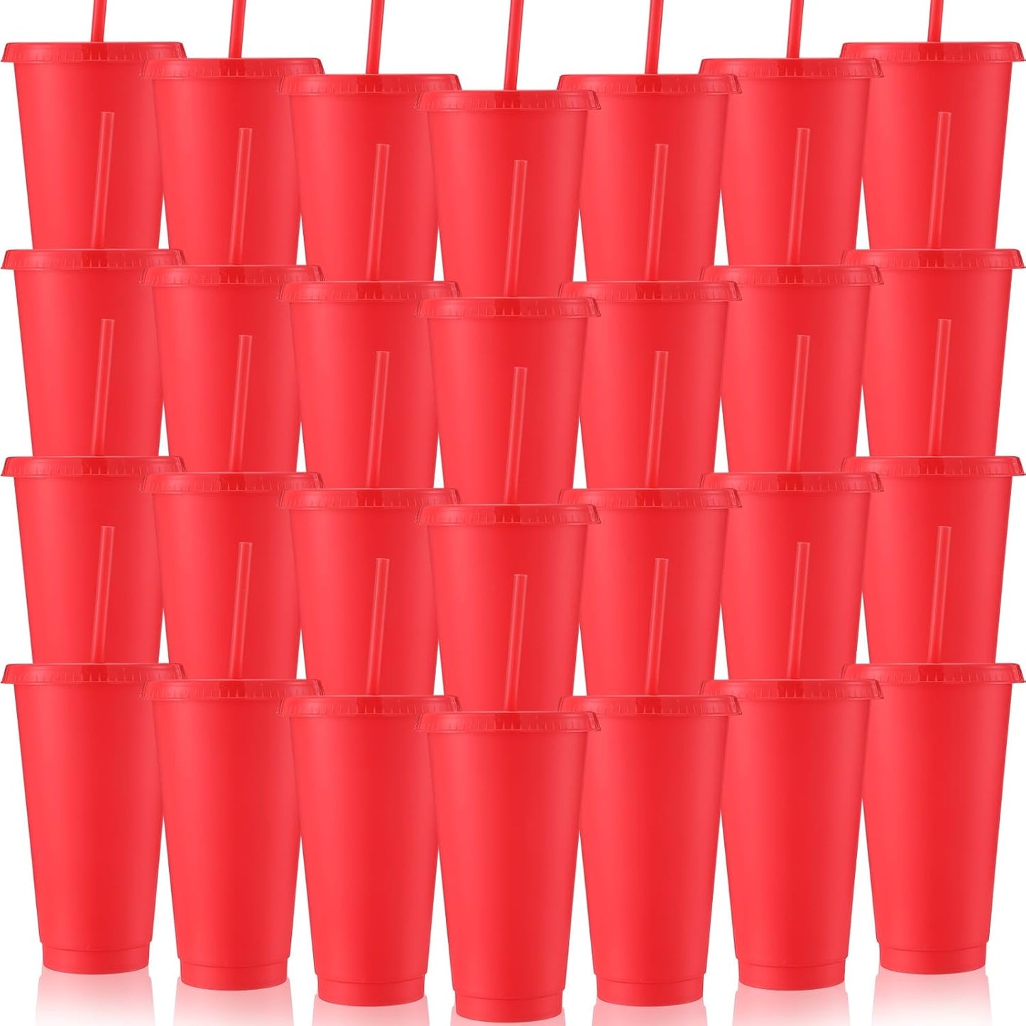 Honeydak 15 Pack Tumbler with Straw and Lid Bulk Cups for Gifts Water Bottle Iced Coffee Travel Mug Cup Reusable Plastic Tumblers for Party Birthdays 24-27 oz (Solid Color)