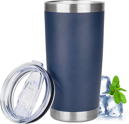 20oz Tumbler with Lid Stainless Steel Insulated Tumblers Travel Coffee Tumbler Bulk Double Wall Vacuum Insulated Water Cup Gifts for Christmas Women Men Her Him Home Office(Navy Blue, 1pack)