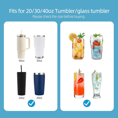 40 oz Stainless Metal Straws for 40 oz Stanley Tumbler, 6Pcs Reusable Straight Long Steel Straws with 12 Silicone Tips and 2 Straw Cleaning Brushes (6Color1, 40oz)