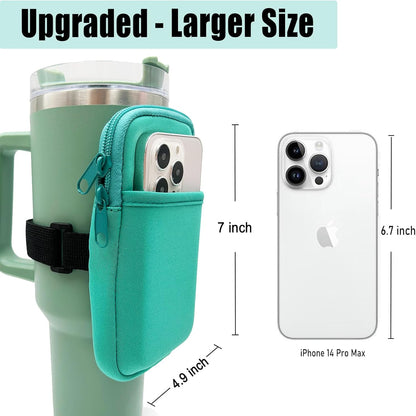 LMYUHONG Water Bottle Pouch For Stanley cup accessories 40oz 20oz 30oz,tumbler pouch with Versatile Pocket, for Cards, Keys,Earphone. Fits for Phones, Use for Running, Walking, Hiking,Biking,DeepPink