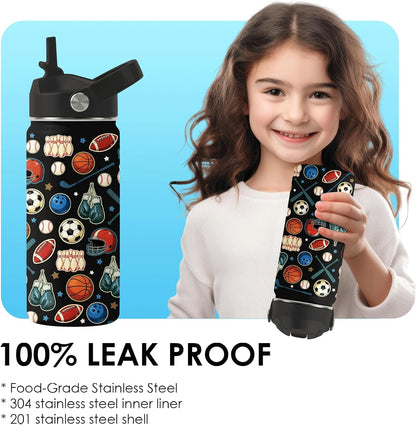 Strawberry Gifts for Kids - 16oz Pink Kids Water Bottle with Straw Lid, Stainless Steel Insulated Water Bottle, Leakproof, BPA-Free, for Girls, School, Strawberry Lover Children Birthday Gift Cup(1pc)