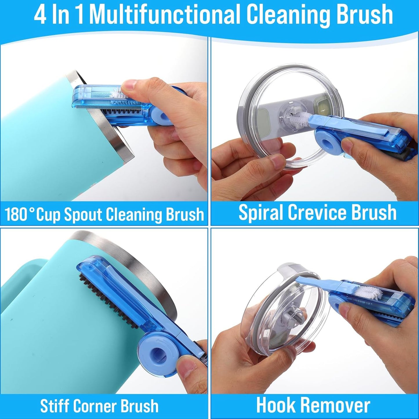 XANGNIER 5 Pcs Water Bottle Cleaner Brush Set for Owala 24oz/32oz/40oz Cup,Multifunctional Bottle Brush and Long Straw Cleaner Brush,Cleaning Kit for Owala/Stanley/Yeti Tumbler Cup Accessories