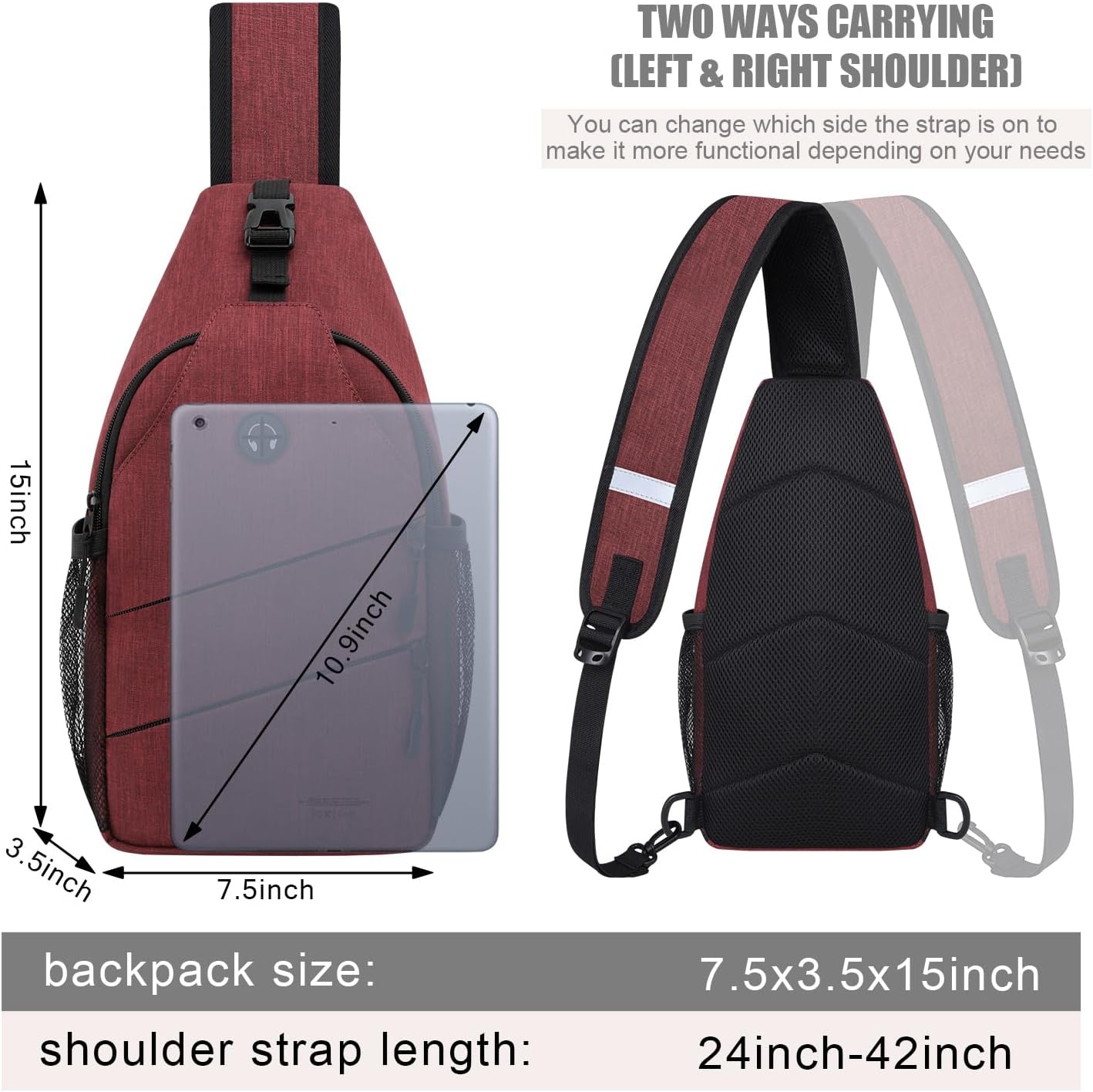 Pritent Crossbody Bags for Women Men Trendy Sling Bag Backpack Casual Chest Bag with Convertible Shoulder Strap