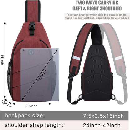 Pritent Crossbody Bags for Women Men Trendy Sling Bag Backpack Casual Chest Bag with Convertible Shoulder Strap