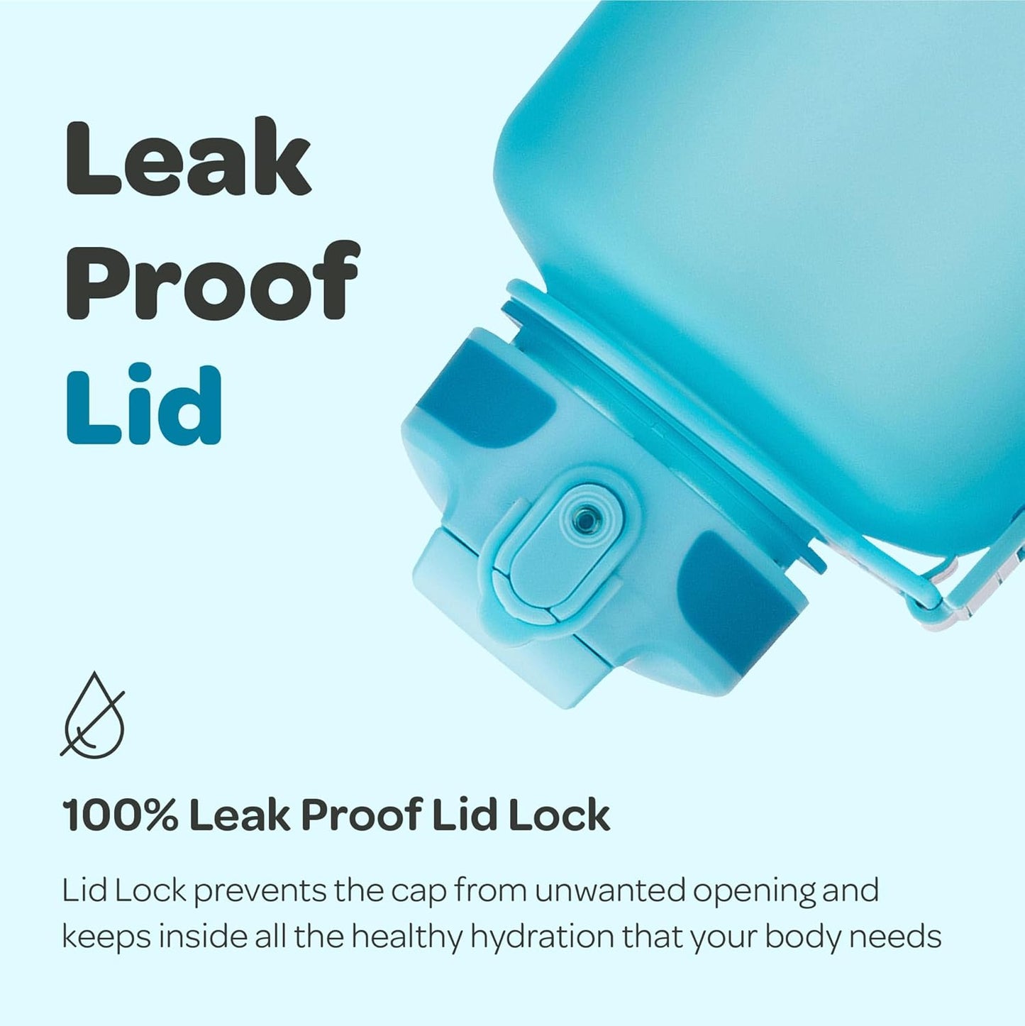 Hydracy Water Bottle with Time Marker -Large BPA Free Water Bottle & No Sweat Sleeve -Leak Proof Gym Bottle with Times to Drink - Ideal for Fitness Sports & Outdoors