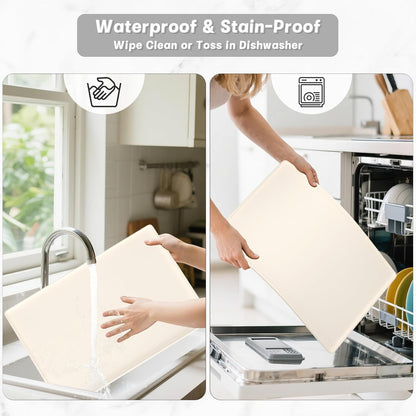 Rnivvi Silicone Coffee Mat, 16" x 24" Waterproof Raised Edge Coffee Bar Mats for Espresso Machine Station Accessories, Heat Resistant Detachable Dish Drying Pad for Kitchen Counter, Dish Rack, Green