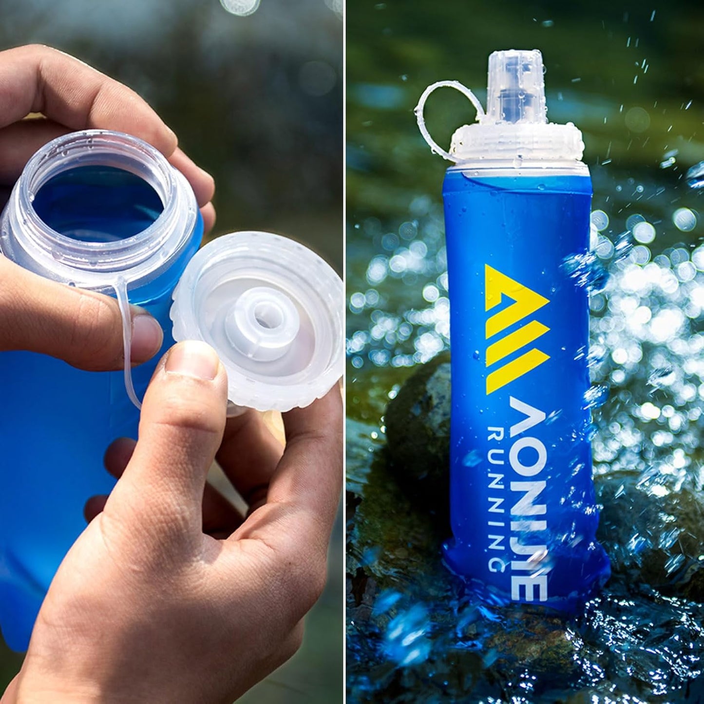 Azarxis TPU Soft Flask Collapsible Water Bottles BPA-Free 250ml 350ml 500ml for Hydration Vest Pack Running Hiking Cycling Climbing
