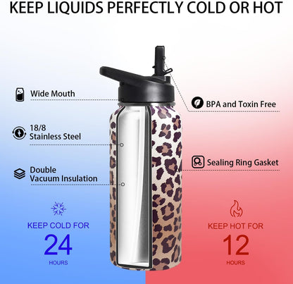 32 oz Pickleball Insulated Water Bottle with Straw - Pickleball Gym Hiking Sports Coffee Mug | Perfect Pickleball Gifts for Women, Pickleball Decor Accessories