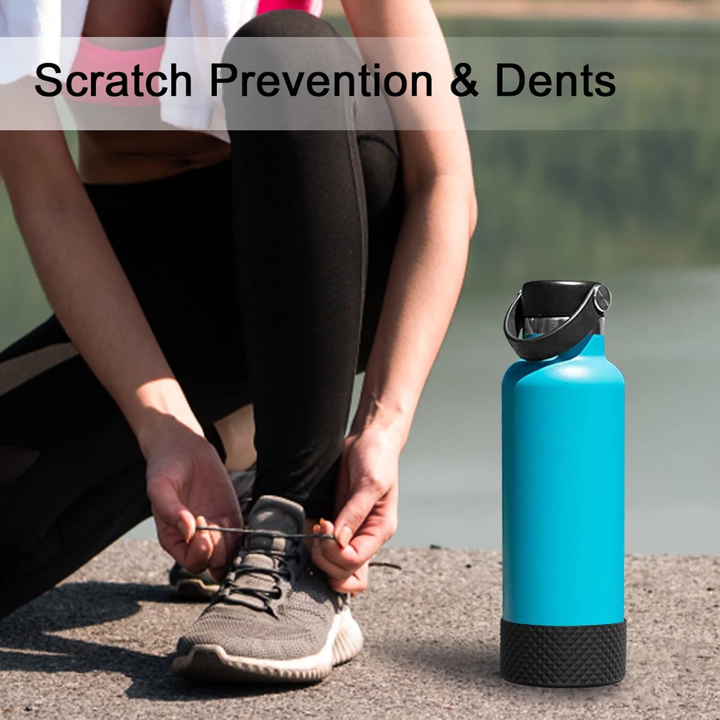 WUQID Water Bottle Boot, Diamond Silicone Boot Compatible with Stanleyy Tumbler 20-40oz & Hydroo Flask Bottle 12oz-24oz, Reduces Dents Sleeve Cover for More Bottles/Tumblers Bottom of 2.83-2.95in