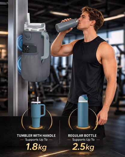 sportsnew Magnetic Gym Bag for Women Men, Crossbody Insulated Cup Sleeve Water Bottle Carrier Holder with Strap for 40oz Tumbler with Handle, 4 Built-in Magnets Small Gym Bag for Workout, Walking