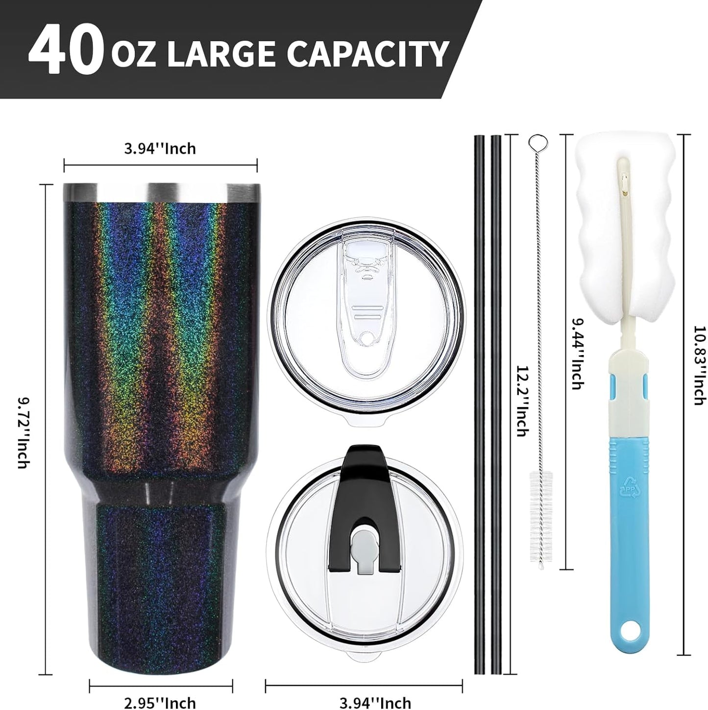 20 oz Tumbler with Lids and Straws, Stainless Steel Insulated Coffee Tumbler, Double Wall Vacuum Insulated Travel Mug Cup, Leakproof Thermal Coffee Cup for Hot and Cold Drinks (azure blue)