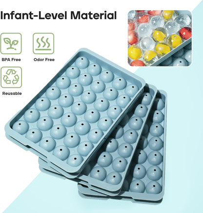 Ice Cube Tray with Lid and Bin – Round Ice Cube Trays for Freezer, BPA-Free Food-Grade Ice Mold, Stackable Ice Ball Maker, Iced Bucket Kits, Circle Ice Tray for Cocktails, Whiskey, Coffee, and Drinks