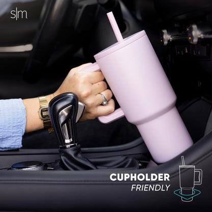 Simple Modern 40 oz Trek Tumbler with Handle and Straw Lid | Cup Holder Friendly Insulated Stainless Steel Travel Mug | Sea Glass Sage - Colors C