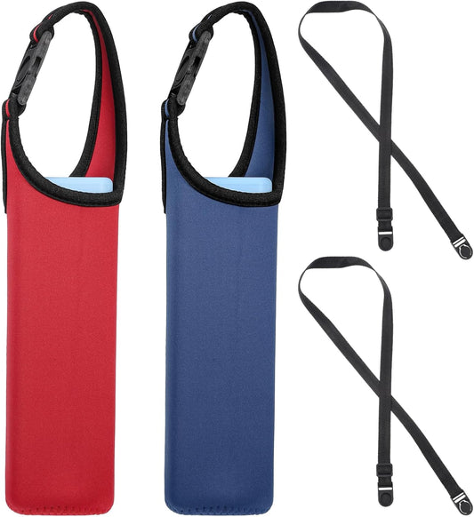 2 PCS Water Bottle Holder with Strap Water Bottle Carrier with Strap Neoprene Sleeve with Carrying Handle, Tumbler Sleeve Bottles Shoulder Carriers Waterbottles Holder with Straps for Portable Sport