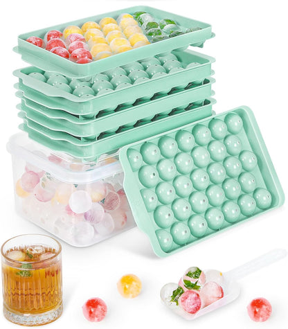 Optish 3 Pack Ice Trays for Freezer, 99 PCS Ice Cube Tray with Lid and Bin, Round Ice Cube Mold, Circle Ice Maker for Chilling Drinks (0.8 inch, Pink)