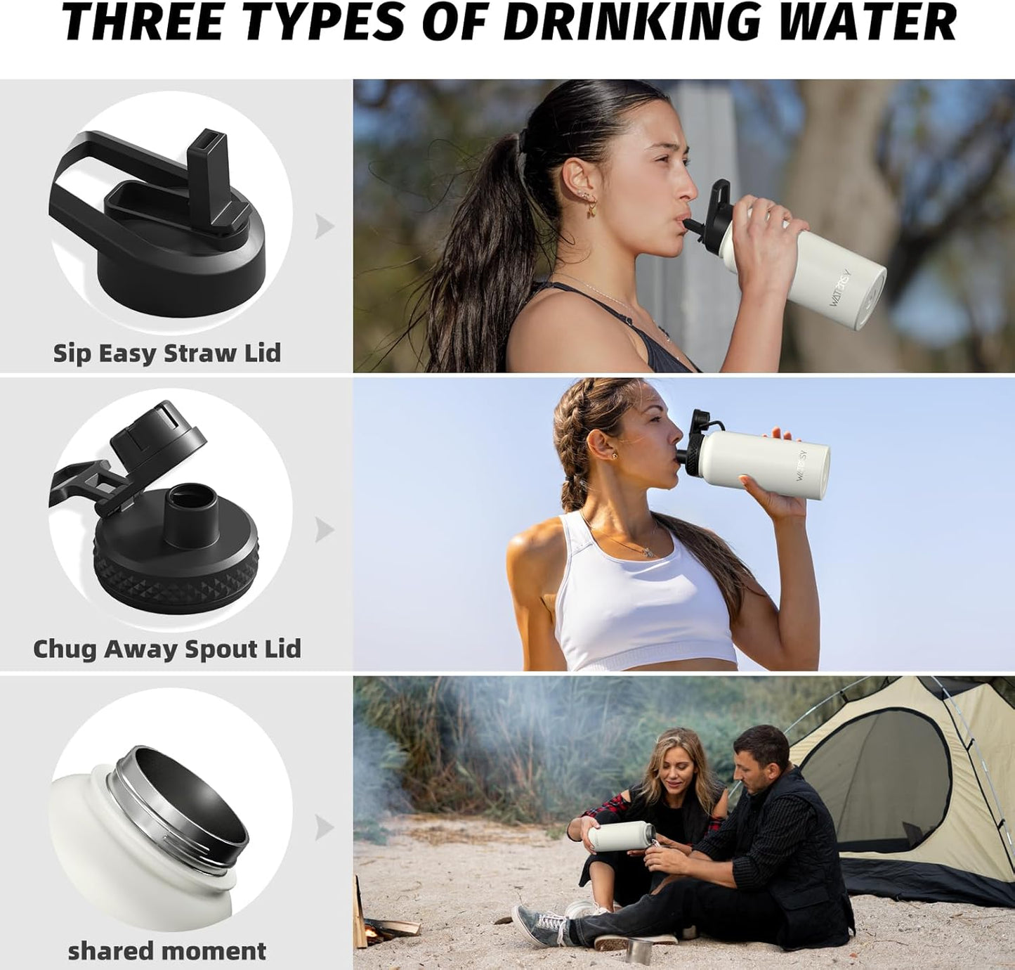 40oz Insulated Water Bottle (Cold for 48 Hrs),BPA Free&Leak Proof,Stainless Steel Water Flask,Water Jug with Straw Spout Lids for Gym,Hiking,Travel,Black Blue