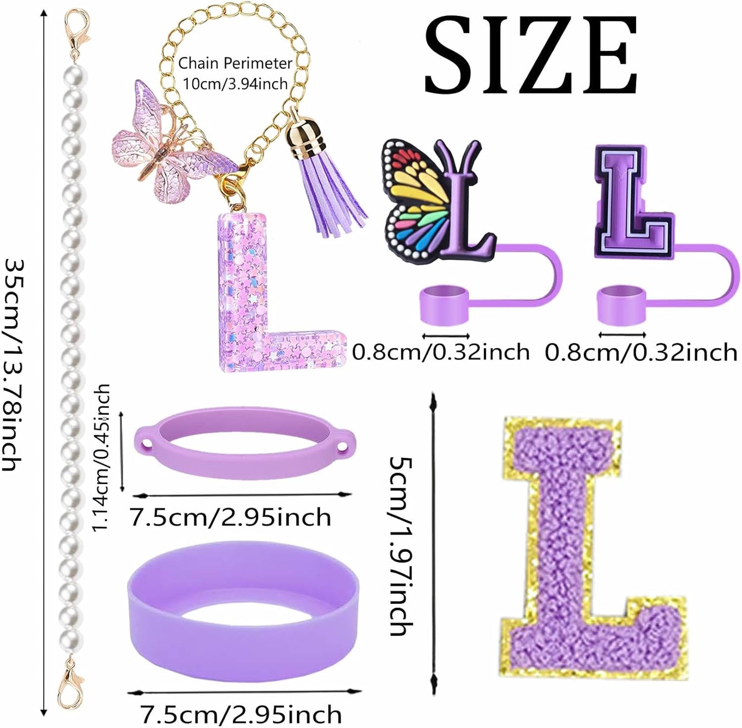 7pcs Cup Accessories for Stanley 30/40oz Tumbler, Handle Strap, Straw Cover, Silicone Boot, Letter Charm Stickers
