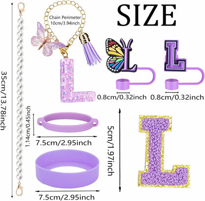 7pcs Cup Accessories for Stanley 30/40oz Tumbler, Handle Strap, Straw Cover, Silicone Boot, Letter Charm Stickers