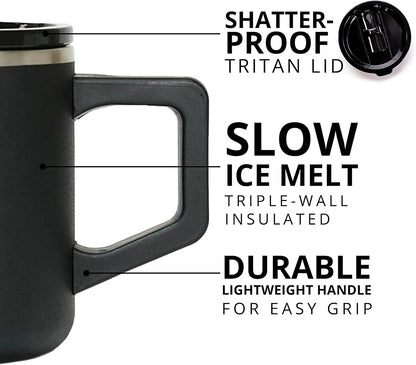 Elemental Insulated Coffee Mug - Triple-Wall Stainless Steel Summit Travel Cup for Hot and Cold Drinks - Thermal Coffee Mug with Lid and Handle for Camping, Office & Travel 16oz - Rainbow Speckle