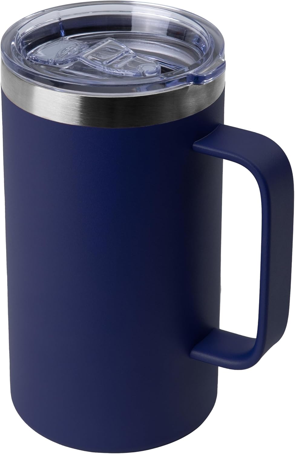 DOMICARE 24oz Mug with Handle and Lid, Stainless Steel Coffee Mug, Reusable Insulated Cup, Travel Mug with Handle, Double Wall Vacuum Coffee Tumbler for Men and Women, Black, Pack 1
