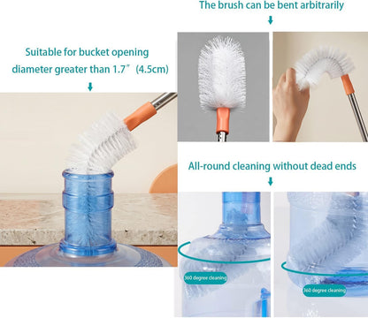 2-Pack Bucket Brush, Kettle Brush, Cleaning Extra Long Bottles, Gallon Jug Cleaner, Water Bottle Cleaner, Stainless Steel，Multi-Scenario