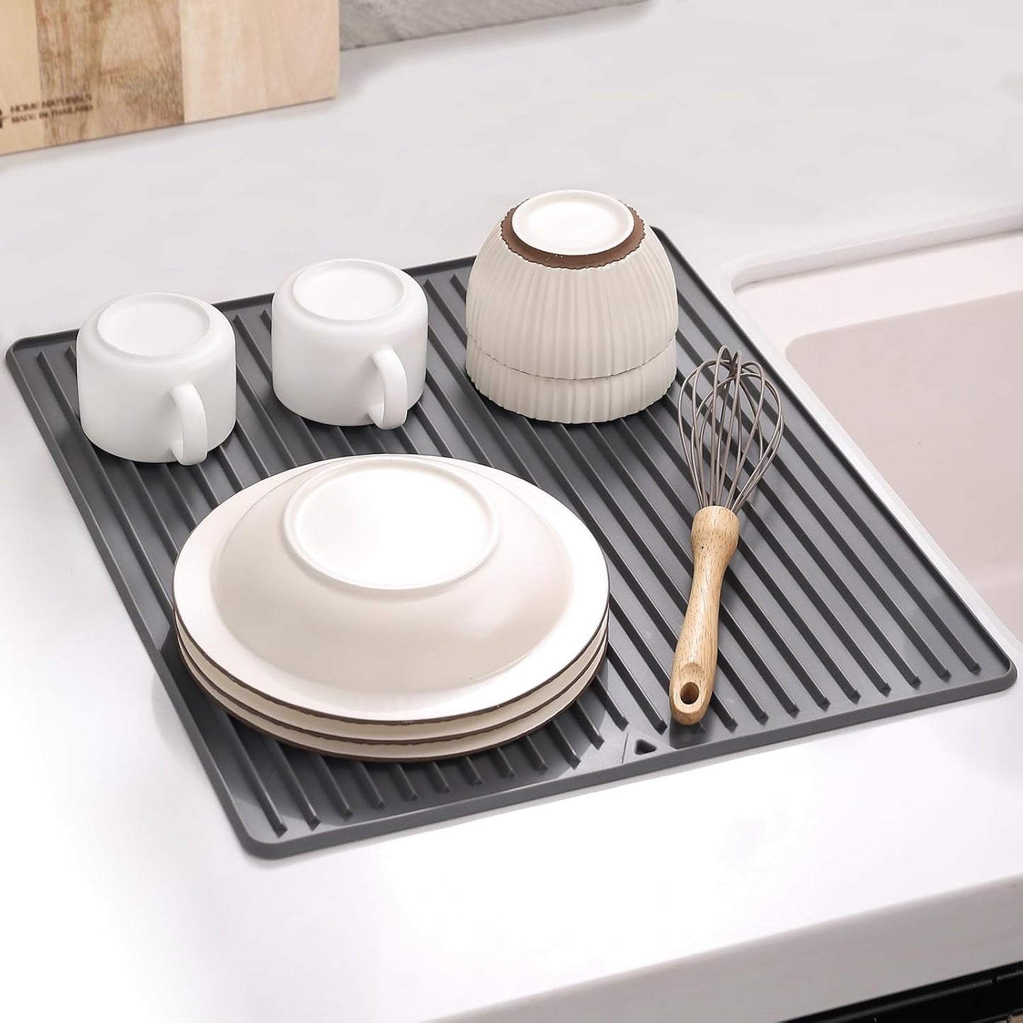 Dish Drying Mat, Mini Silicone Drying Mat for Kitchen Counter, Heat Resistant Silicone Mat for Countertop Protector, Super Thick Non-Slip Dish Drying Pad for Coffee Cup/Bottle/Glassware