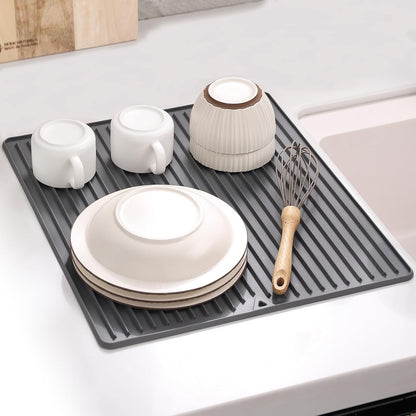 Dish Drying Mat, Mini Silicone Drying Mat for Kitchen Counter, Heat Resistant Silicone Mat for Countertop Protector, Super Thick Non-Slip Dish Drying Pad for Coffee Cup/Bottle/Glassware