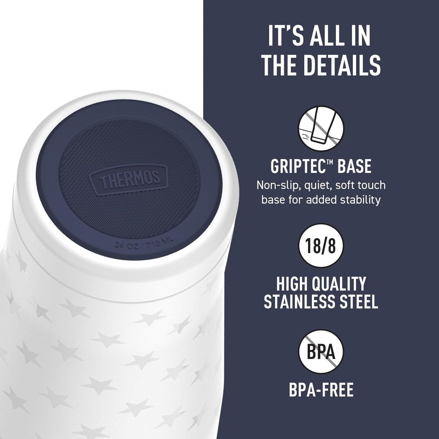 THERMOS ICON SERIES, Stainless Steel Tumbler with Slide Lock, 18 Ounce, Mystic Navy