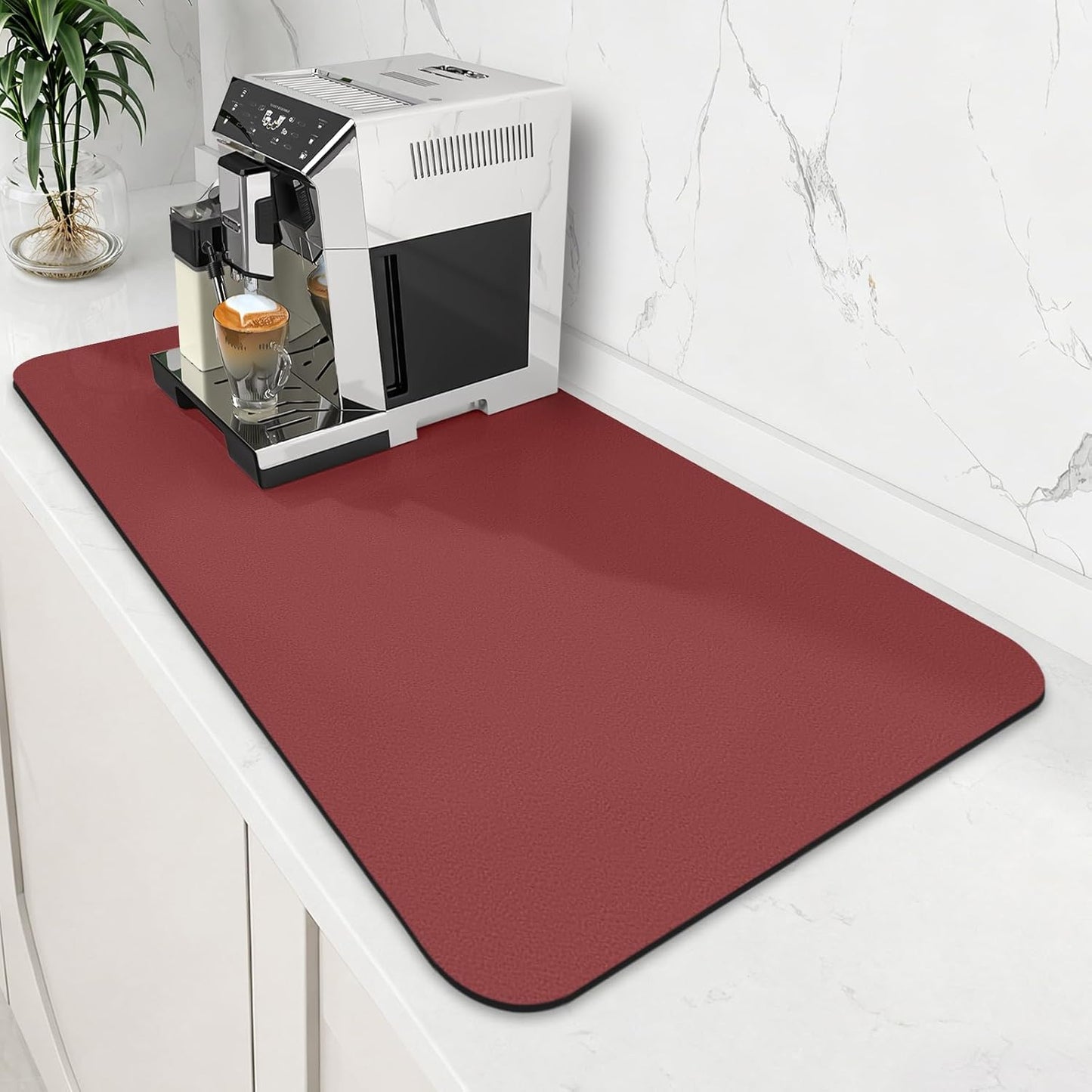 WISELIFE Coffee Mat Super Absorbent Dish Drying Mat Coffee Bar Accessories Match with Machine Large Drying Mats for Kitchen Counter 12" W x 19" L, Black