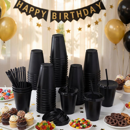 Sieral 30 Pack Cups with Lids and Straws Kids Tumbler with Straw Reusable Water Bottle Iced Coffee Travel Mug Adults Plastic Cups for Parties 16 oz (Candy Colors)