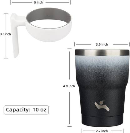 Konokyo 20 oz Tumbler with Handle and 2 Straw 2 Lid, Insulated Water Bottle Stainless Steel Vacuum Cup Reusable Travel Mug,Black