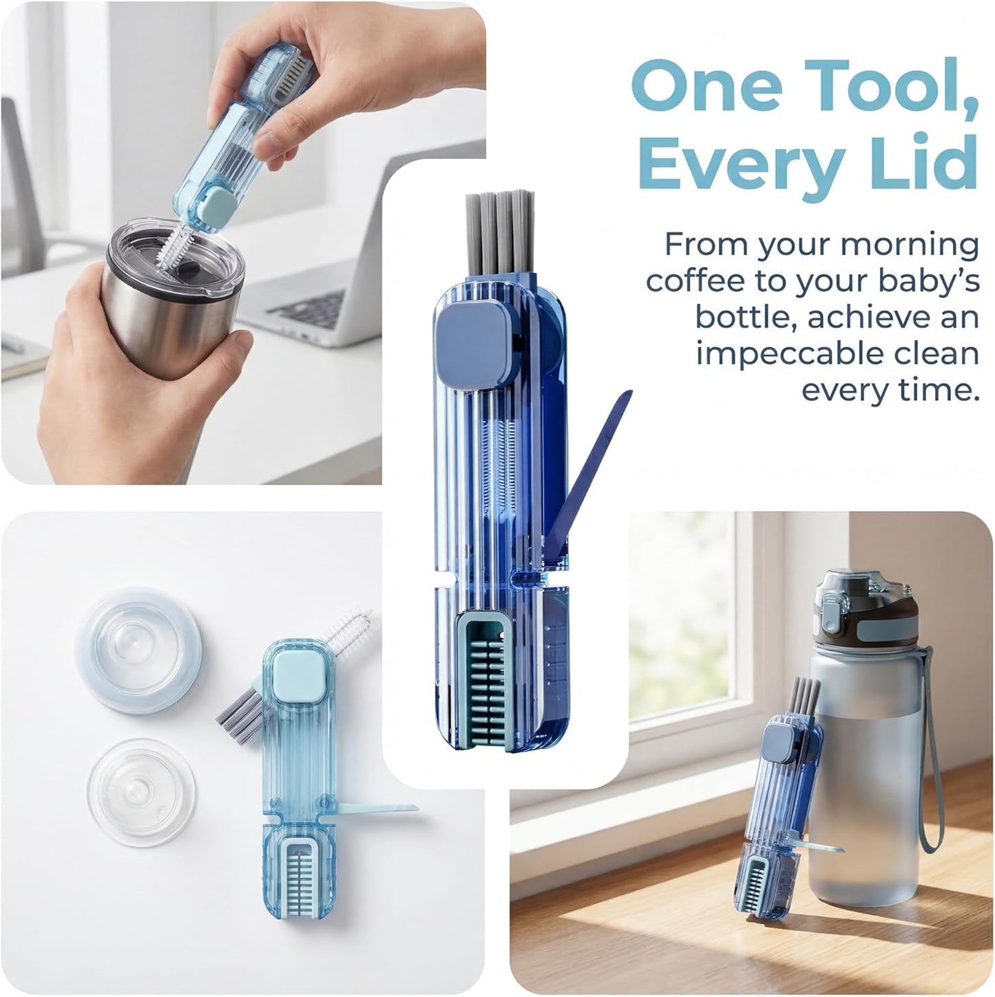 3 in 1 Cup Lid Gap Cleaning Brush Set, Multifunctional Insulation Bottle Cleaning Tools, Mutipurpose Tiny Silicone Cup Holder Cleaner, Home Kitchen Cleaning Tools