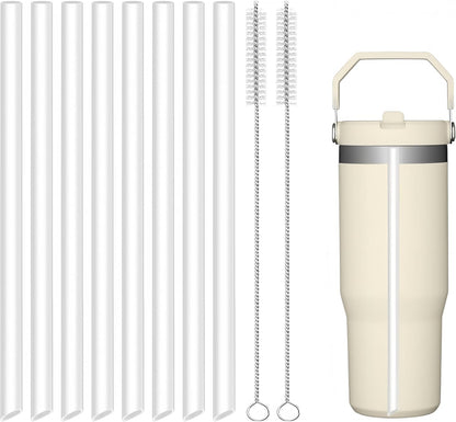 Joshey 8-Pack Replacement Straws for Stanley 30oz Tumbler | Compatible with Stanley IceFlow Flip Straw Lid | BPA-Free Reusable Plastic Drink Straws with 2 Cleaning Brushes
