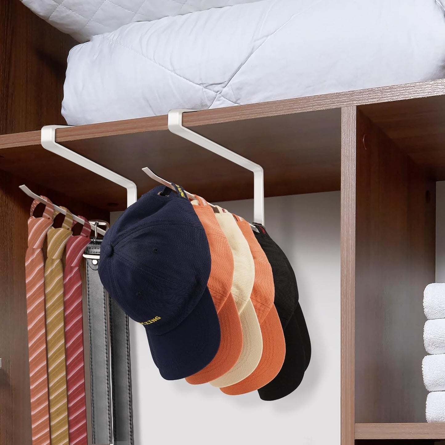 Tumbler Lid Organizer, Horizontal Tumbler Lid Storage Hook Up to 10 Lids, Space Saving Cup Lid Holders Under Cabinet Tumbler Lid Hook for Kitchen Organizer and Storage,Hanging Paper Towel Rack Hanger