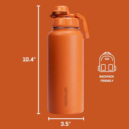Vesmoon Vessence 24 Oz Stainless Steel Tea Infuser Bottle for Loose Leaf Tea, Water, Herbs, Fruits - Triple Layered Insulated, Leak Proof Bottle with Lid and Clip Handle - 24 Hours Hot/Cold