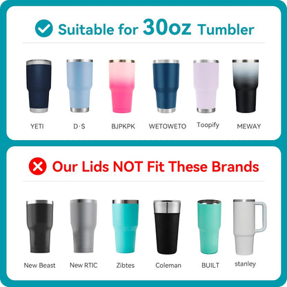 30 oz Tumbler Lid for YETI, 2 Pack Replacement Lids for YETI 30oz Tumbler, 14 oz Mug and 35 oz Straw Mug, Spill Proof Coffee Cup Covers