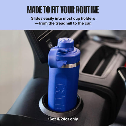 RTIC 24oz Refuel Water Bottle with Workout Protein Shaker, Insulated, Stainless Steel, Metal, Double Wall Vacuum-Insulation, Ceramic Lined, Leak-Proof Chug Lid, Tumbler, Black