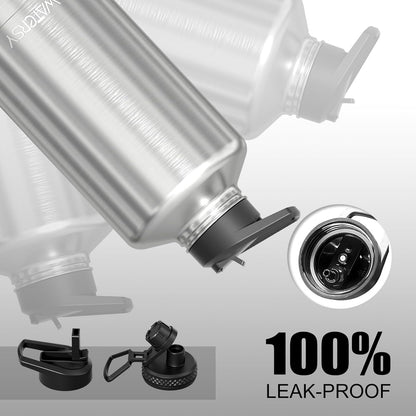 40oz Insulated Water Bottle (Cold for 48 Hrs),BPA Free&Leak Proof,Stainless Steel Water Flask,Water Jug with Straw Spout Lids for Gym,Hiking,Travel,Black Blue