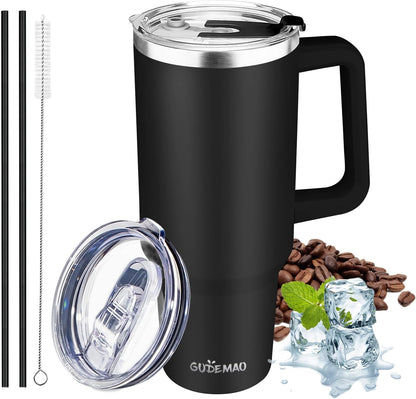 40 oz Tumbler with Handle, Insulated Tumbler with Lid and Straw, Reusable Stainless Steel Vacuum Insulated Cup, 100% Leak Proof Thermal Travel Coffee Mug Cup for Cold and Hot (Light Purple)